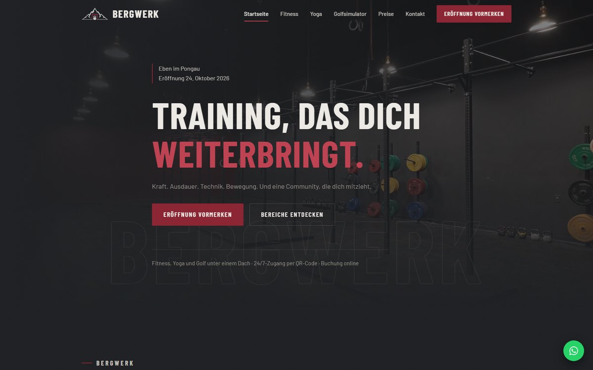 Bergwerk Fitness — Website des Studios in Eben im Pongau